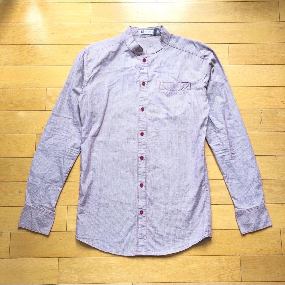 Hangten Pinstripe Dress Shirt Red